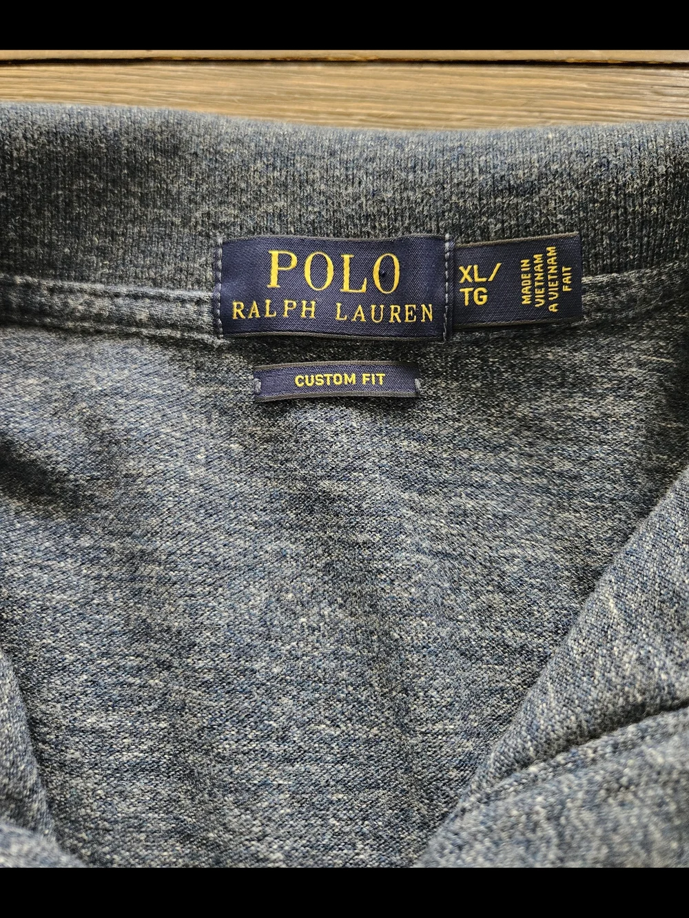 Polo Ralph Lauren Custom Fit Polo Shirt Men's XL Heather Blue Gray Red Pony